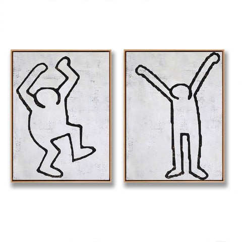 Set of 2 Minimal Painting Dancing Man P116