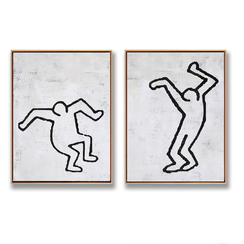 Set of 2 Minimal Painting Dancing Man P86