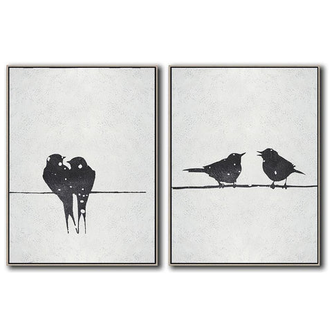 Set of 2 Minimal Bird Art #S160-Minimal Art-CZ Art Design(Celine Ziang Art)