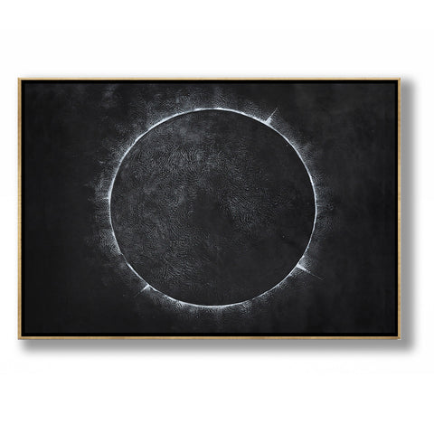 Horizontal Minimalist solar eclipse painting H13H