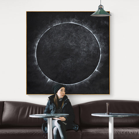 Minimalist solar eclipse painting H13S