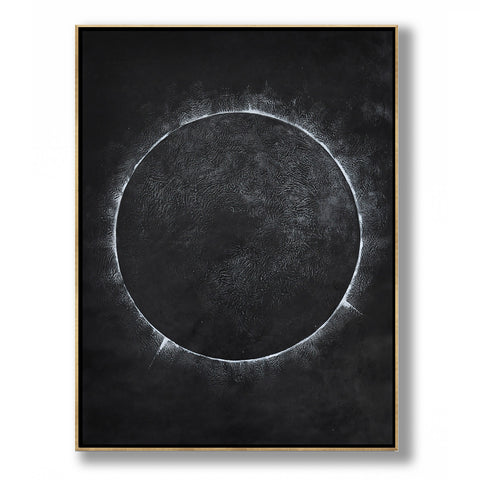 Vertical Minimalist solar eclipse painting H13V
