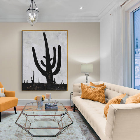 Vertical Minimalist Cactus Painting H258V