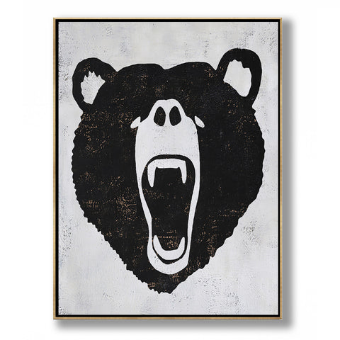 Vertical Abstract Bear Painting H263V