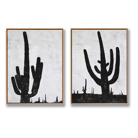 Set of 2 Minimalist cactus Art P104
