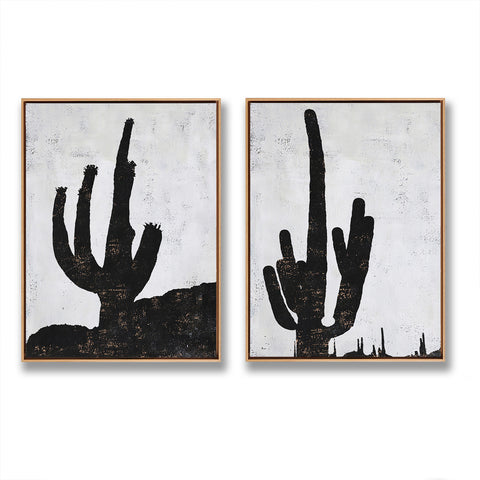 Set of 2 Minimalist cactus Art P106
