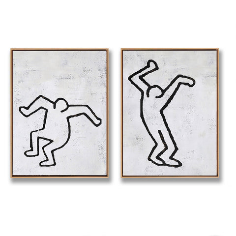 Set of 2 Minimal Painting Dancing Man P80A