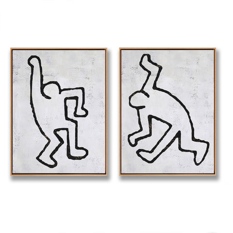 Set of 2 Minimal Painting Dancing Man P85